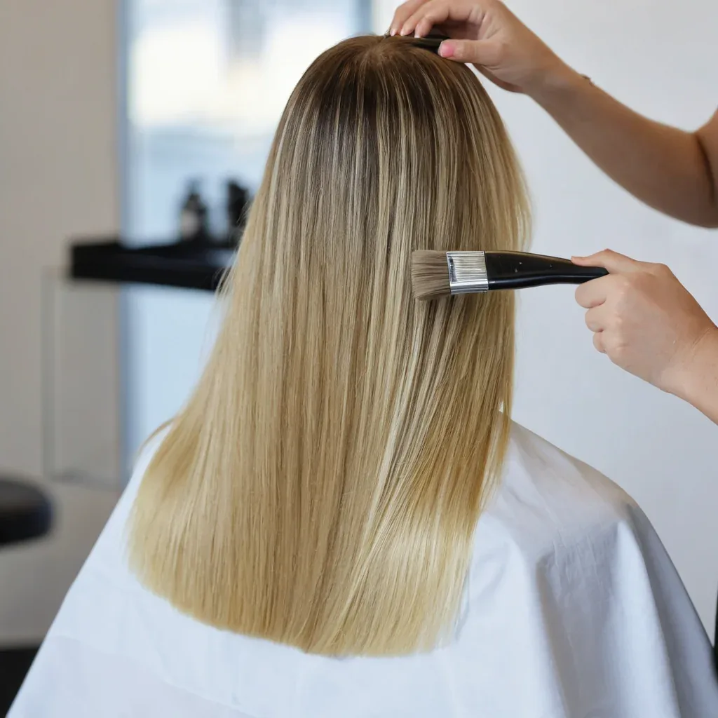 Balayage peint à la main sur cheveux longs