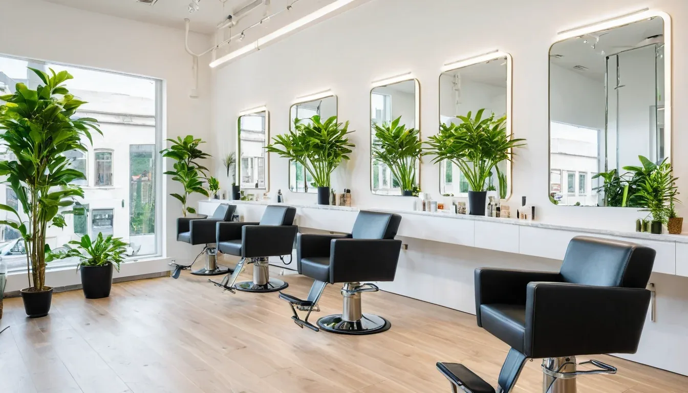 Intérieur lumineux du Salon Lumière avec miroirs, fauteuils et plantes