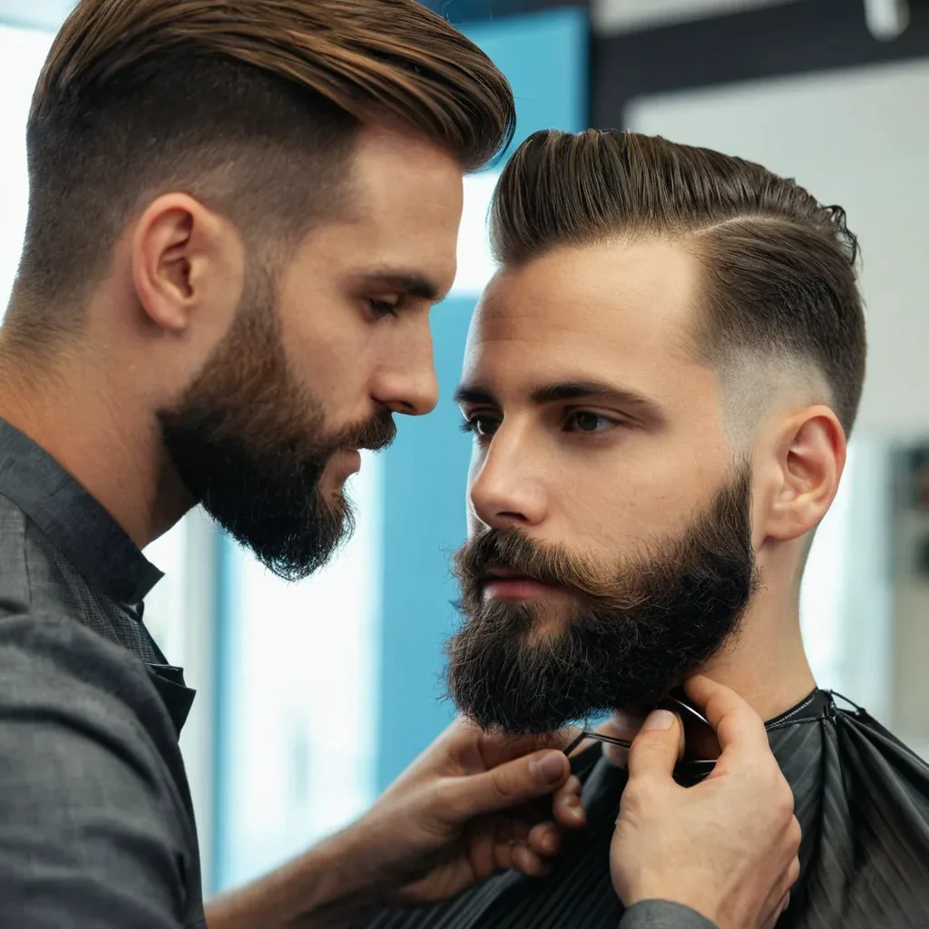 Taille de barbe aux ciseaux et au peigne
